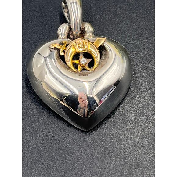 Joseph Esposito Shriners 925 ESPOSIG 14K Puffy Heart 2.0 mm Diamond Pendant - Picture 2 of 10